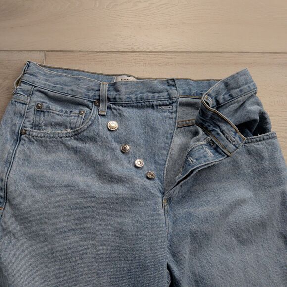 Agolde Criss Cross Jeans Womens 27 Blue Light Wash Denim Button Fly USA - Picture 3 of 15